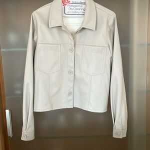 Vegan leather light beige jacket Short length NWOT
